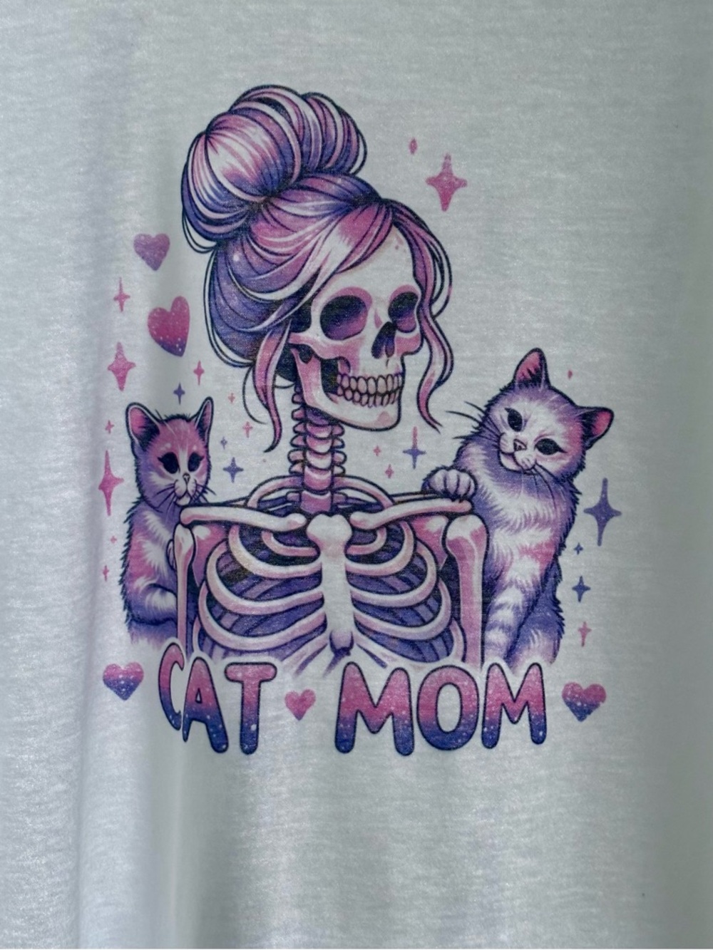 Cat Mom White T-Shirt XL